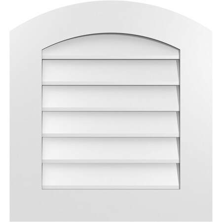 Ekena Millwork Arch Top Surface Mount PVC Gable Vent: Functional, w/ 3-1/2"W x 1"P Standard Frame, 22"W x 24"H GVPAR22X2401SF